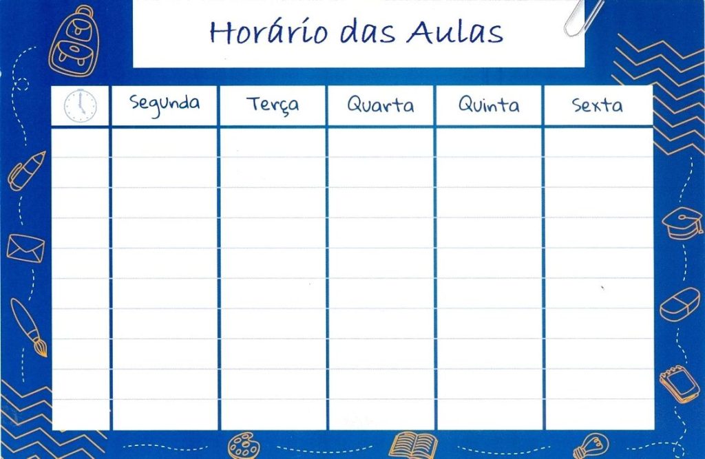 Horário de Aulas para imprimir - Desenhos Imprimir