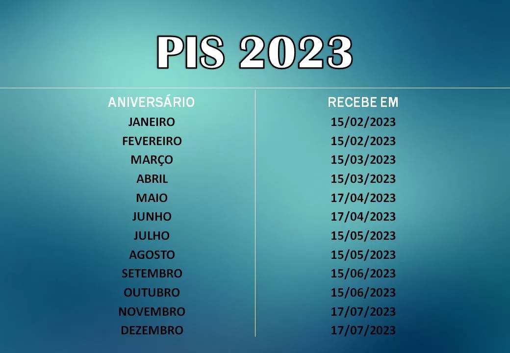 Calendário do PIS/PASEP 2023 para imprimir PIS