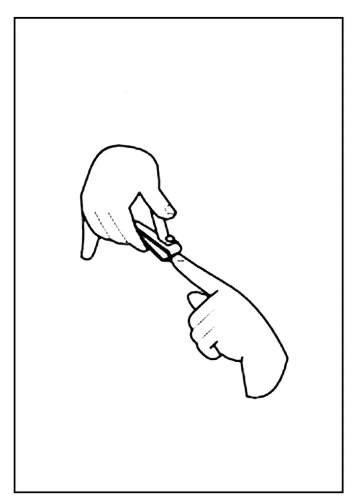Desenho para colorir: Cortando as unhas, um importante hábito de higiene.