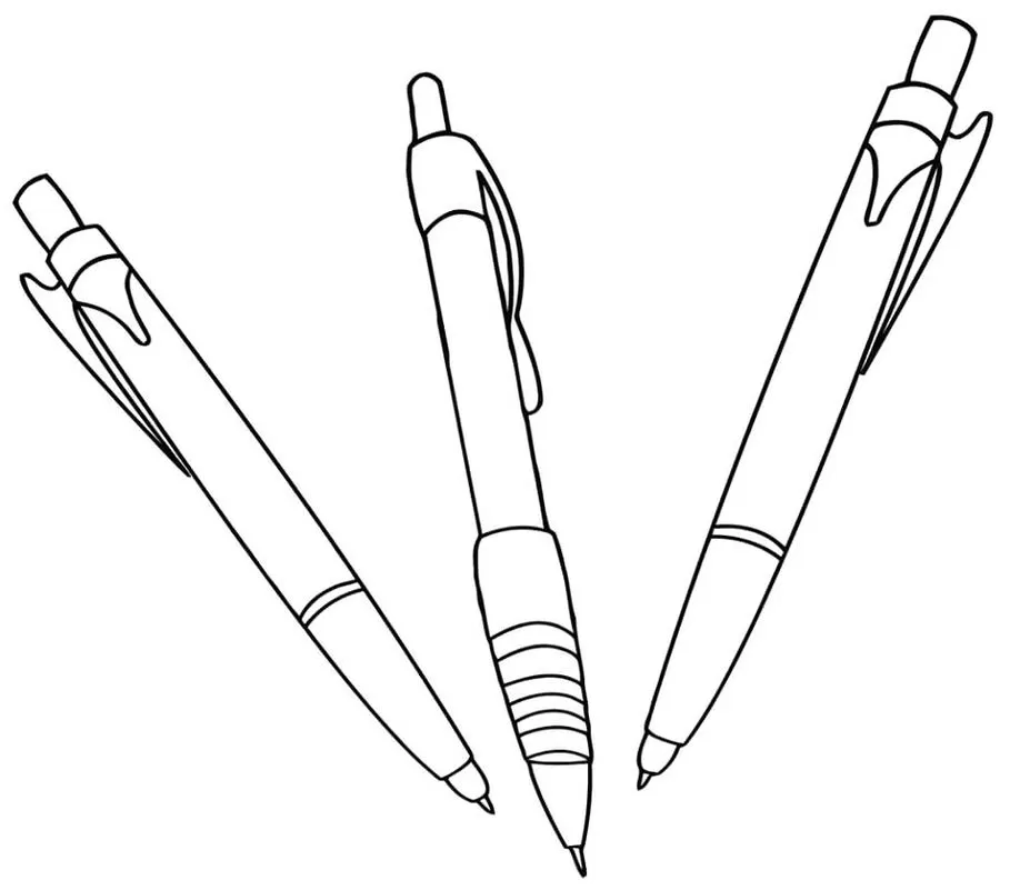 Desenho de canetas para colorir, material escolar.