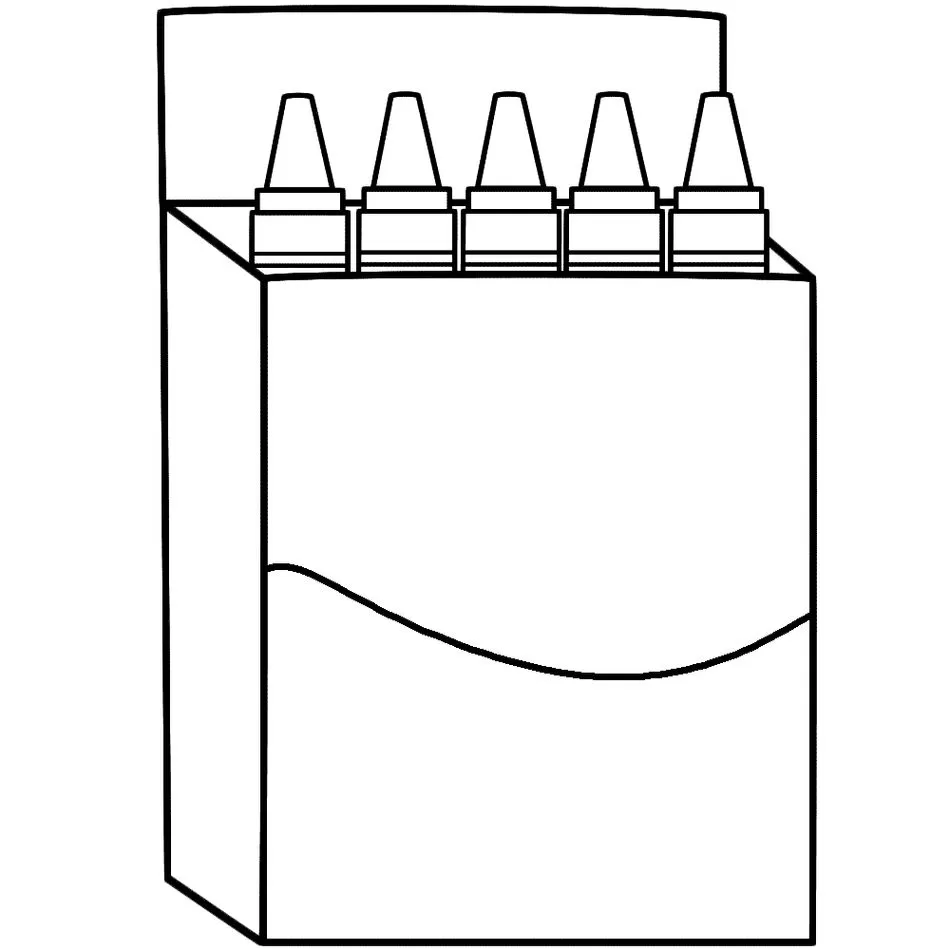 Caixa de giz de cera com cinco gizes para colorir. Materiais escolares para atividades criativas.