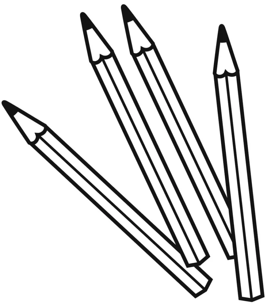 Lápis para colorir: Desenhos de materiais escolares.