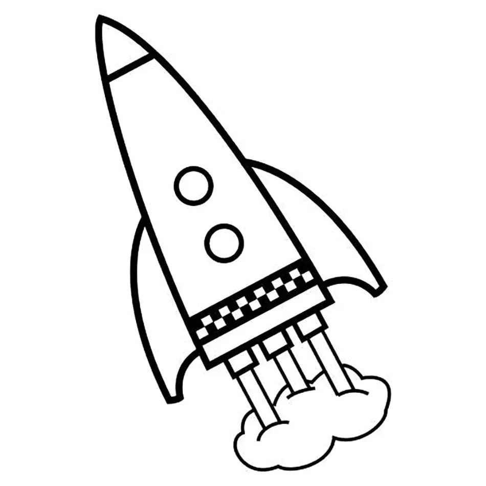 Desenhos de Transportes Aéreos para colorir Folguete Foguete espacial para colorir: desenho divertido de nave espacial com janelas e propulsores.