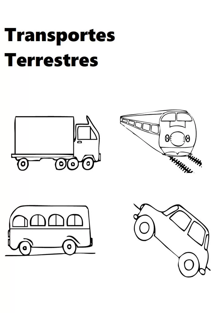 Desenhos de Transportes Terrestres para colorir. Meios Terrestres