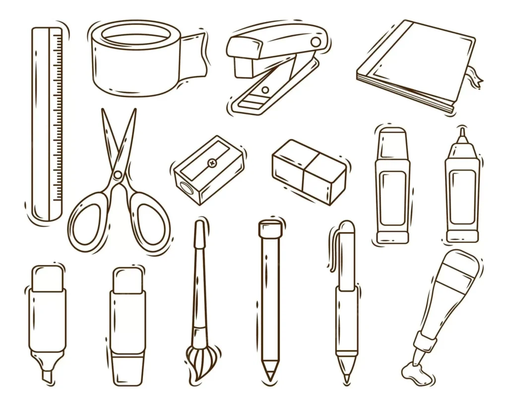 Volta às Aulas: Desenhos de materiais escolares para colorir