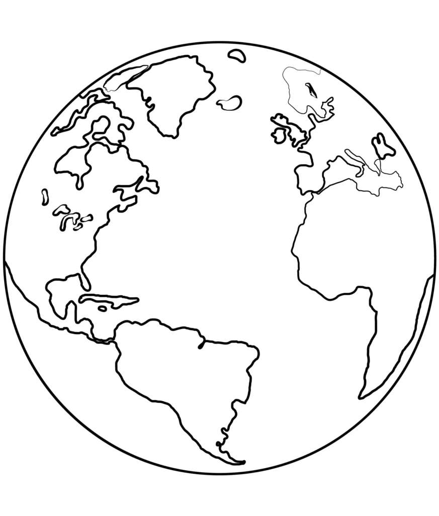 Desenhos do Planeta Terra para colorir Terra Planeta Terra para colorir: mapa-múndi com continentes em destaque para atividades educativas.