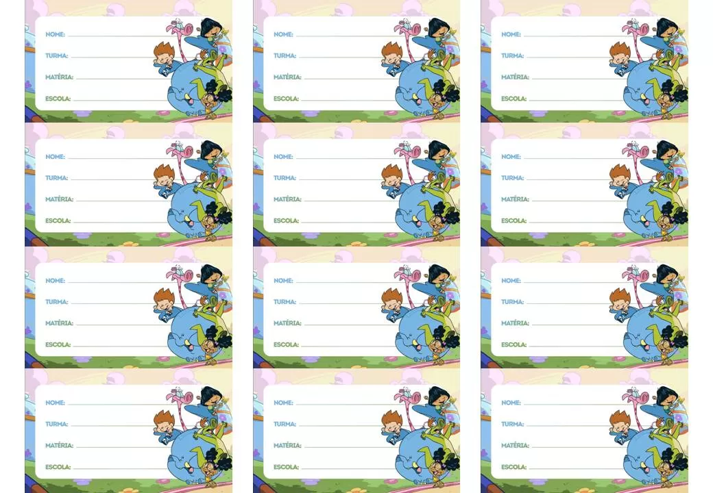 Etiquetas escolares Meu Amigozão para identificar material escolar de meninas.