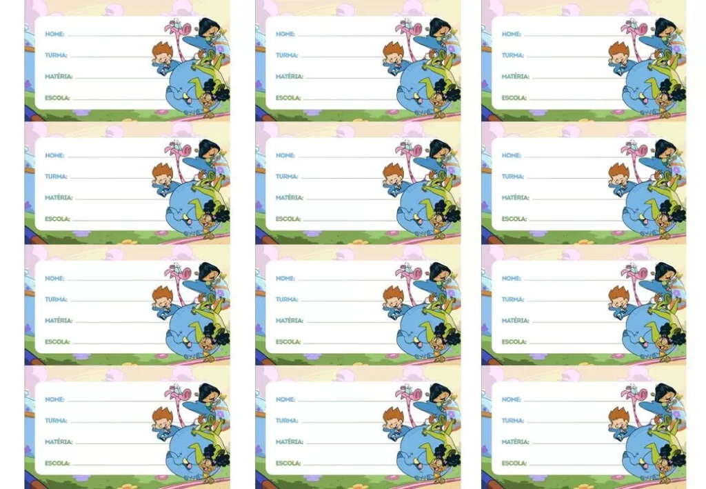 Etiqueta escolar Meu Amigozão para identificação de materiais escolares.