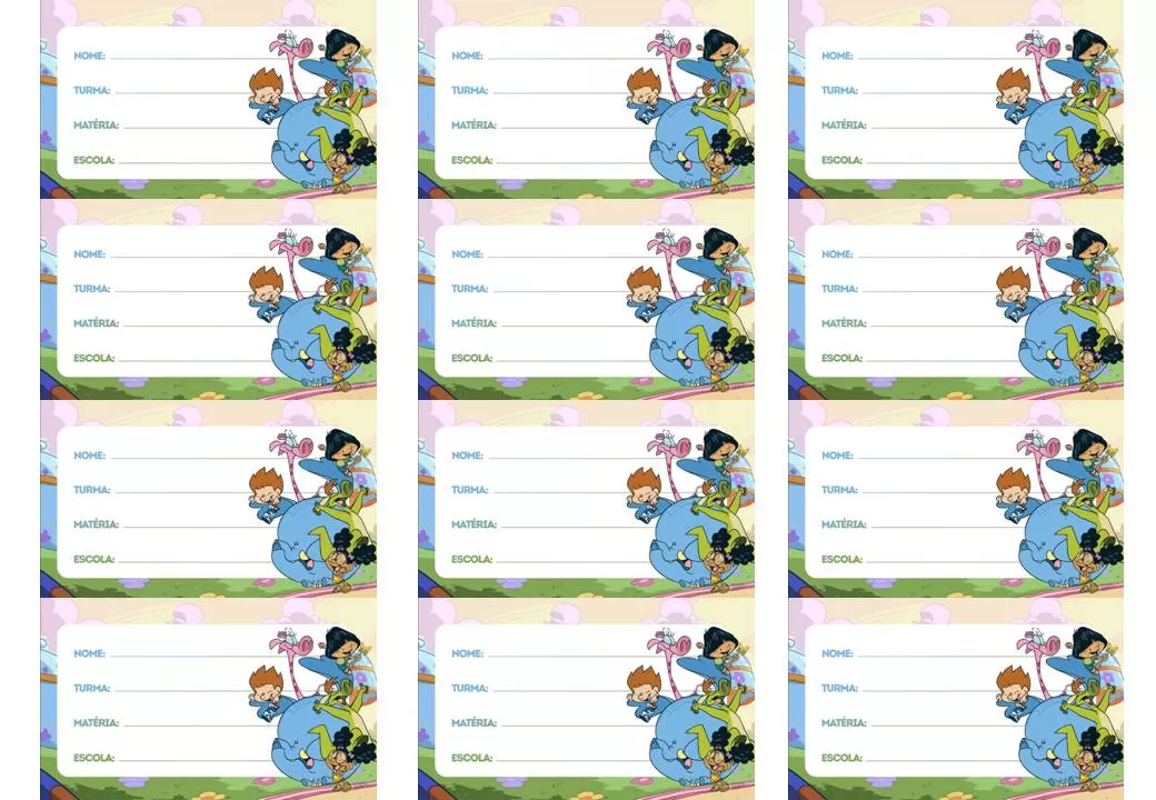 Etiqueta escolar Meu Amigozão para identificação de materiais escolares.