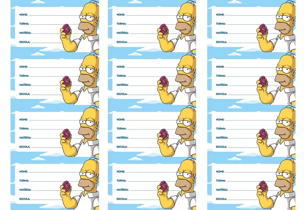 Etiqueta de Material Escolar para imprimir de Menino Simpsons 