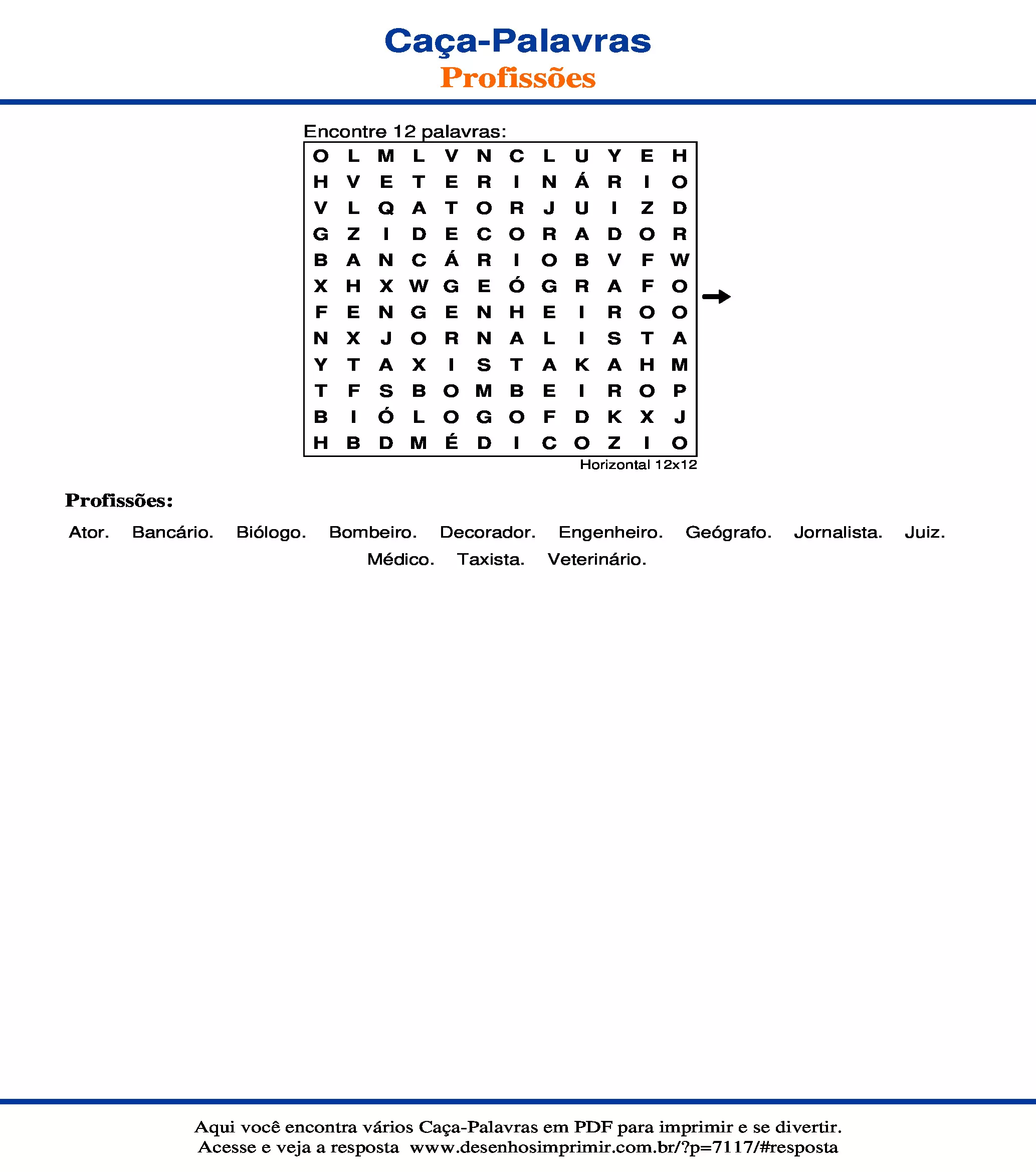 Caça-palavras das profissões para imprimir - Só Atividades