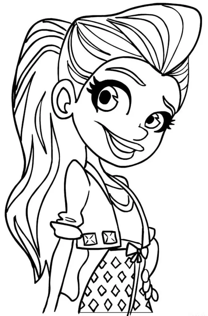 Desenhos da Polly Pocket para colorir Cabelão Polly Pocket Cabelão para colorir: desenho artístico com penteado volumoso e sorriso.