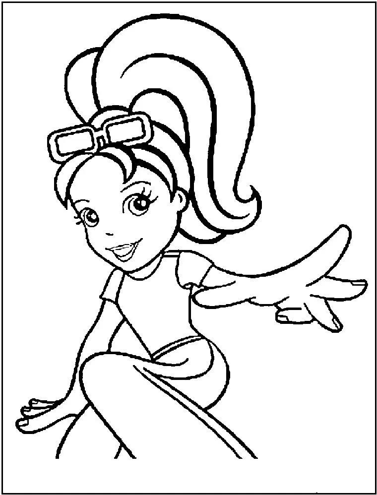 Desenhos da Polly Pocket para colorir Legal Polly Pocket para colorir: desenho divertido da boneca em pose animada, ideal para atividades artísticas.