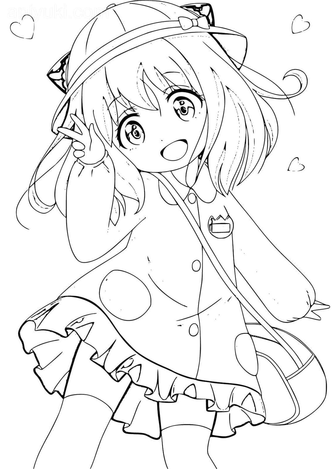 Desenho de anime kawaii para colorir