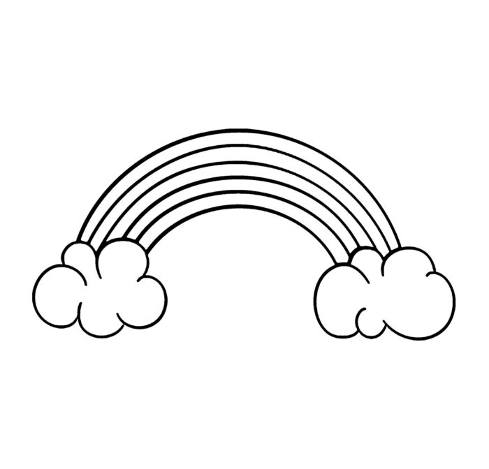 Arco-íris com nuvens para colorir: atividade criativa