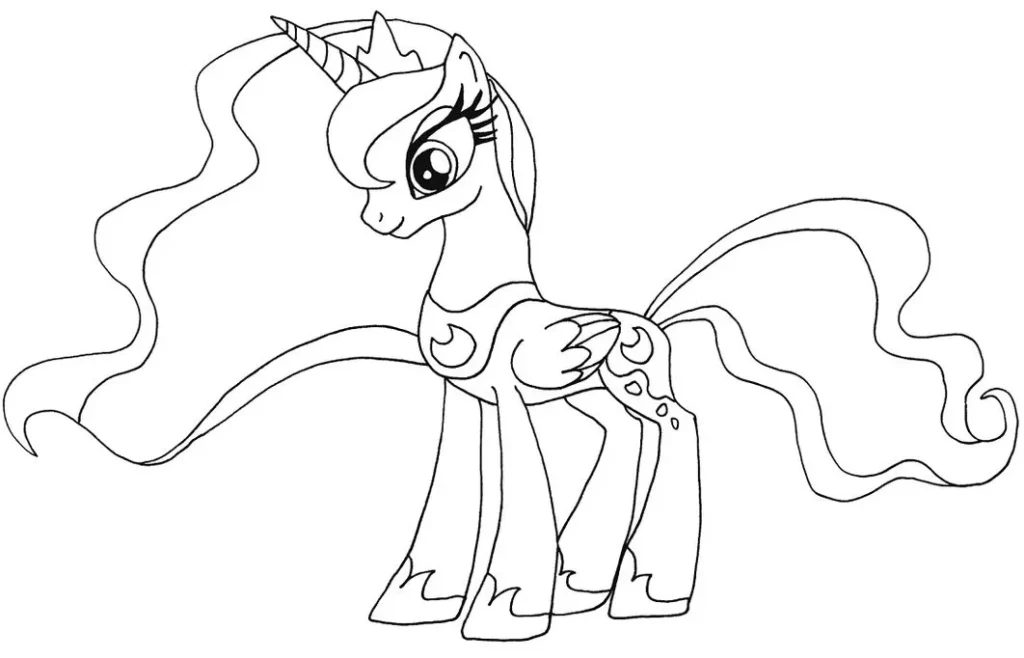 My Little Pony Bonita para colorir: desenho de unicórnio encantador.