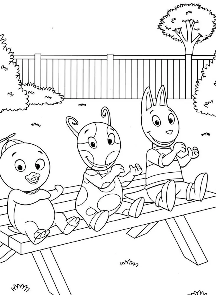 Backyardigans sentados em piquenique para colorir