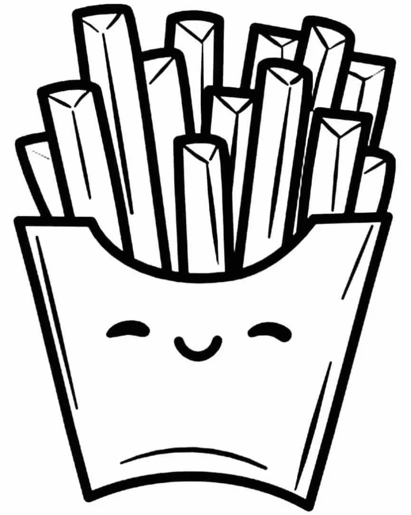 Desenhos fáceis para colorir Batata Frita Desenho de batata frita sorrindo para colorir.