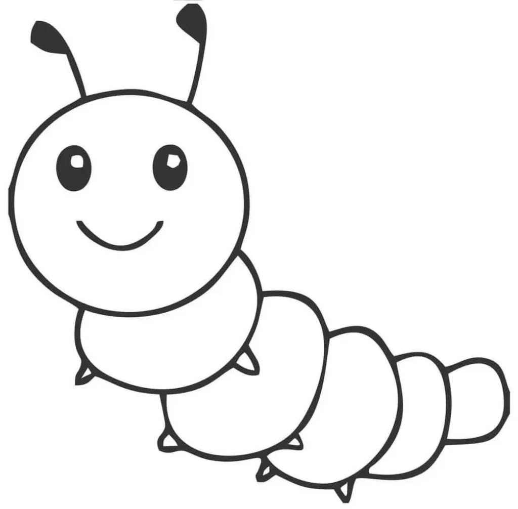 Desenhos fáceis para colorir Centopeia Centopeia amigável com design simples para colorir, ideal para crianças