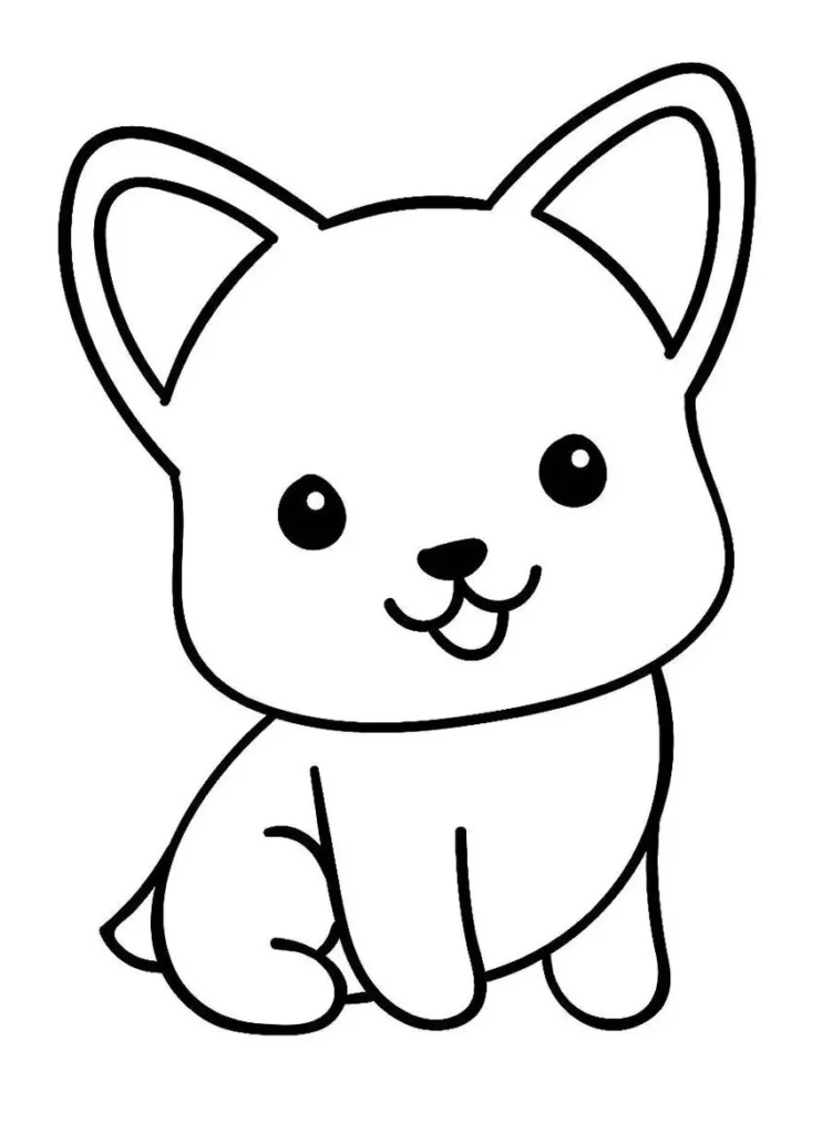 Desenhos fáceis para colorir Fofinho Cachorrinho fofo para colorir: desenho simples e adorável