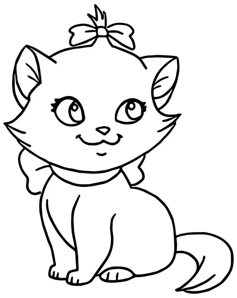 Gatinha com laços para colorir
