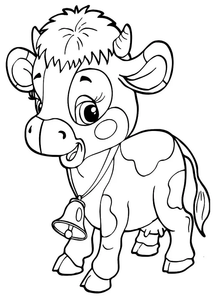 Desenho de vaquinha amigável para colorir