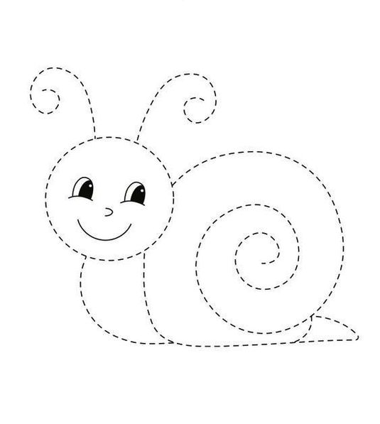 Caracol sorridente para colorir: atividade de coordenação motora para crianças.