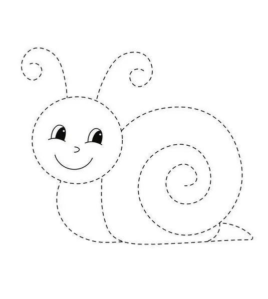 Caracol sorridente para colorir: atividade de coordenação motora para crianças.