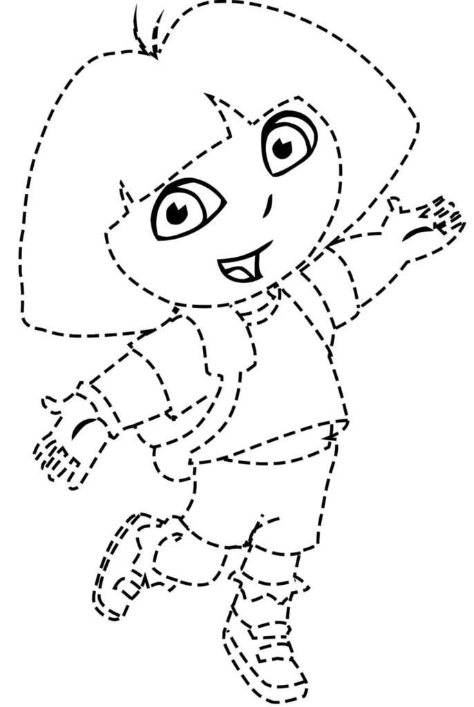 Dora, a Aventureira, para colorir e traçar.