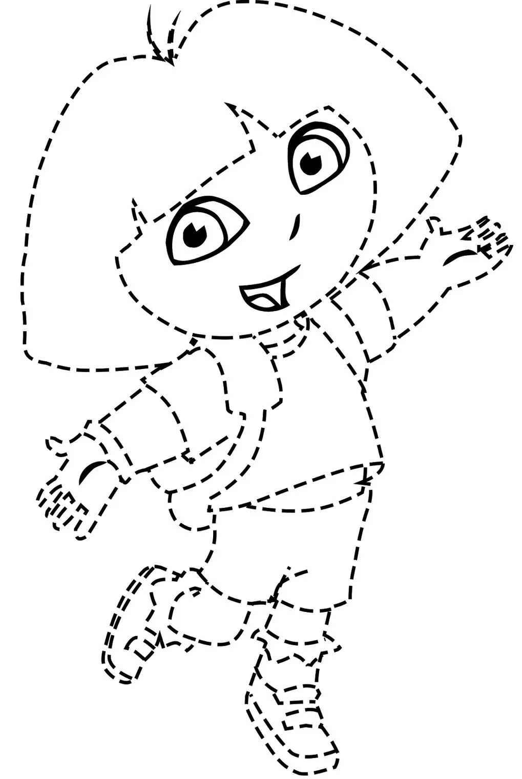 Dora, a Aventureira, para colorir e traçar.