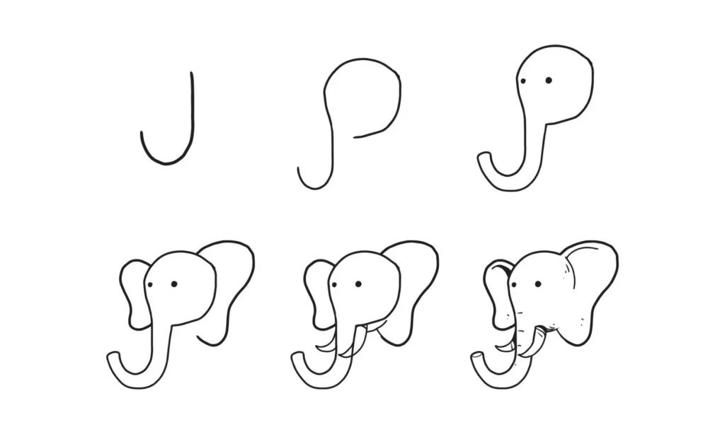 Guia passo a passo para desenhar um elefante de forma simples.