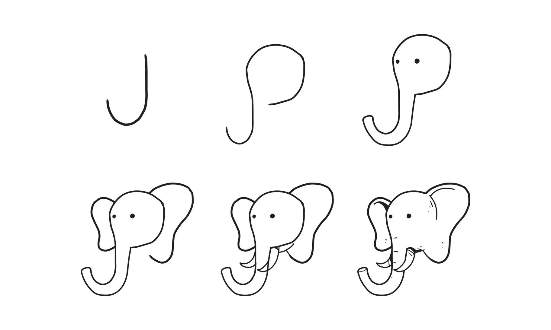 Guia passo a passo para desenhar um elefante de forma simples.