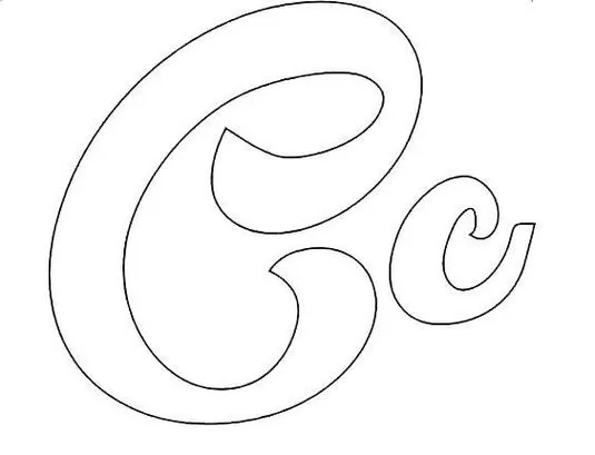 Molde da letra C cursiva (maiúscula e minúscula) para impressão.