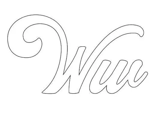 Molde da letra 'W' cursiva maiúscula e minúscula para caligrafia artística.