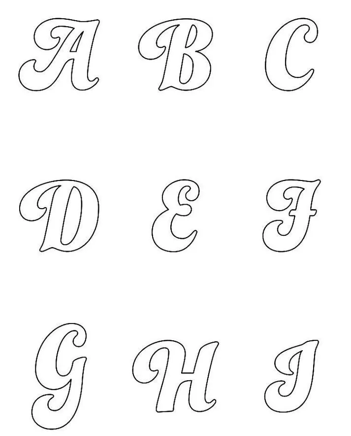 Moldes de Letras Cursivas para imprimir Letras A a I