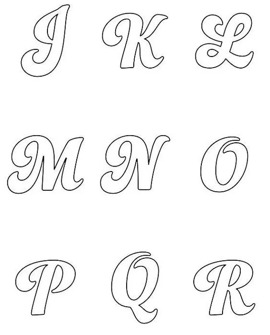 Moldes de Letras Cursivas para imprimir Letras J a R