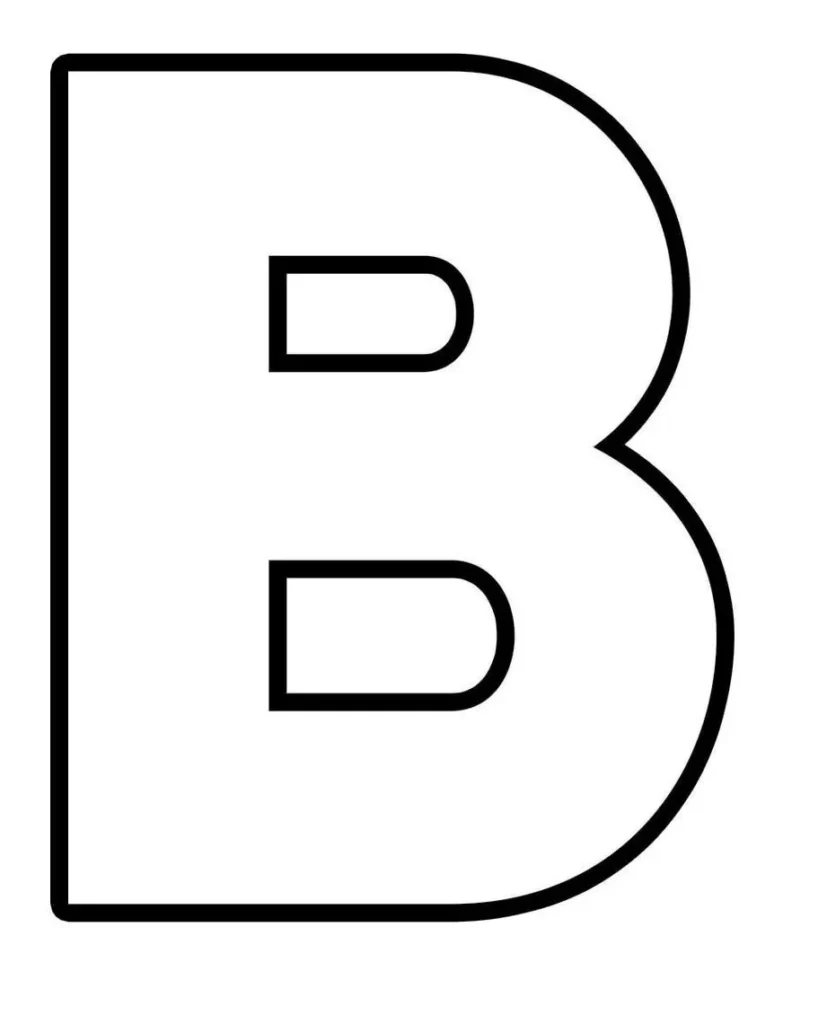 Letra B arredondada para atividades criativas e colorir