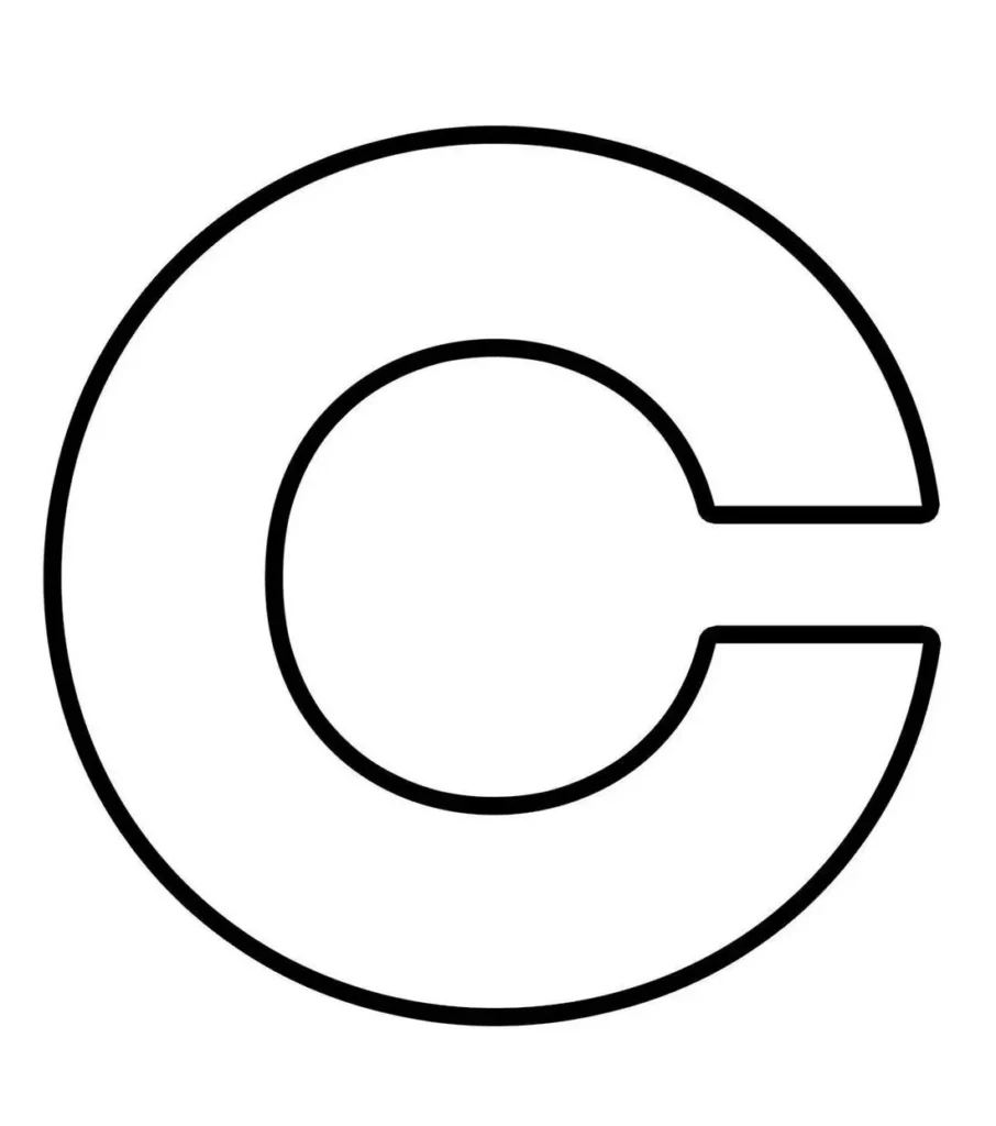 Molde da letra C para impressão: design simples e estilizado