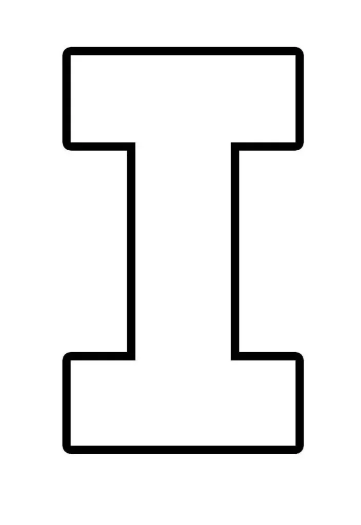 Molde da letra I maiúscula para recortar e pintar.