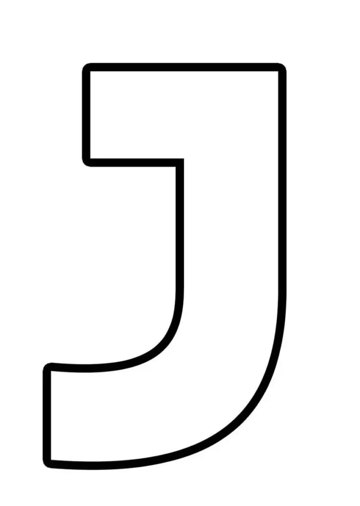 Molde da letra J para impressão: Design moderno e nítido.