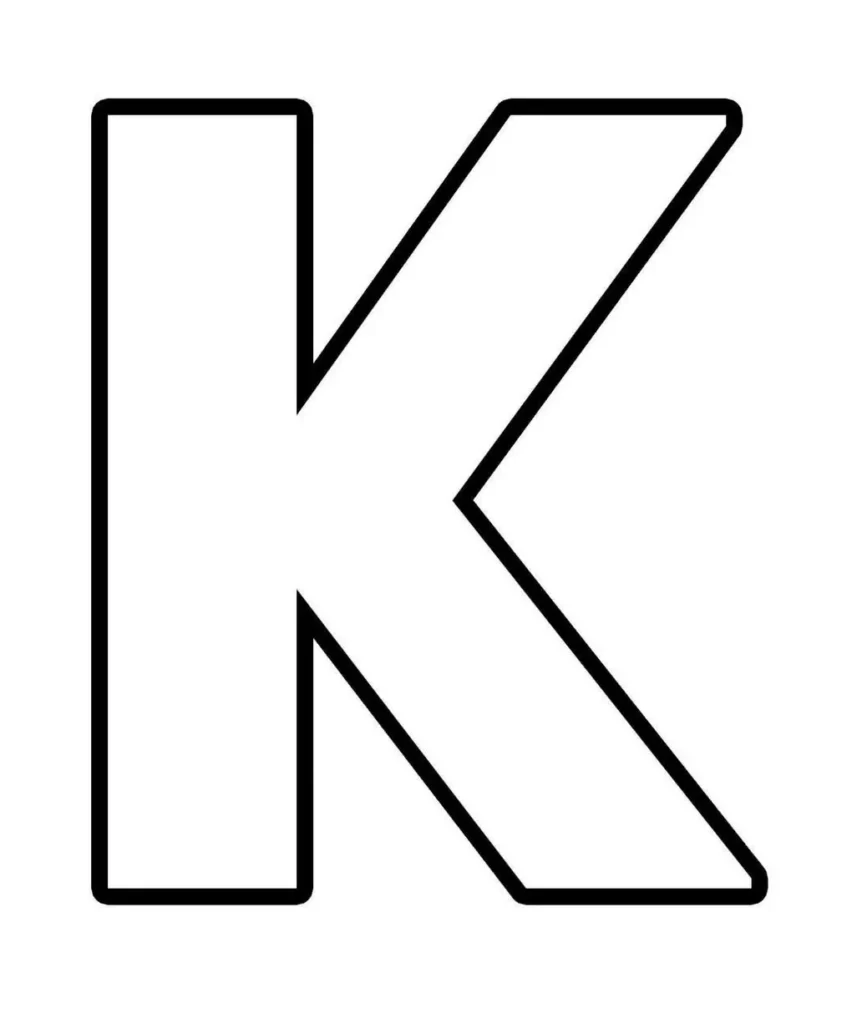Molde da letra K para atividades criativas e aprendizado.