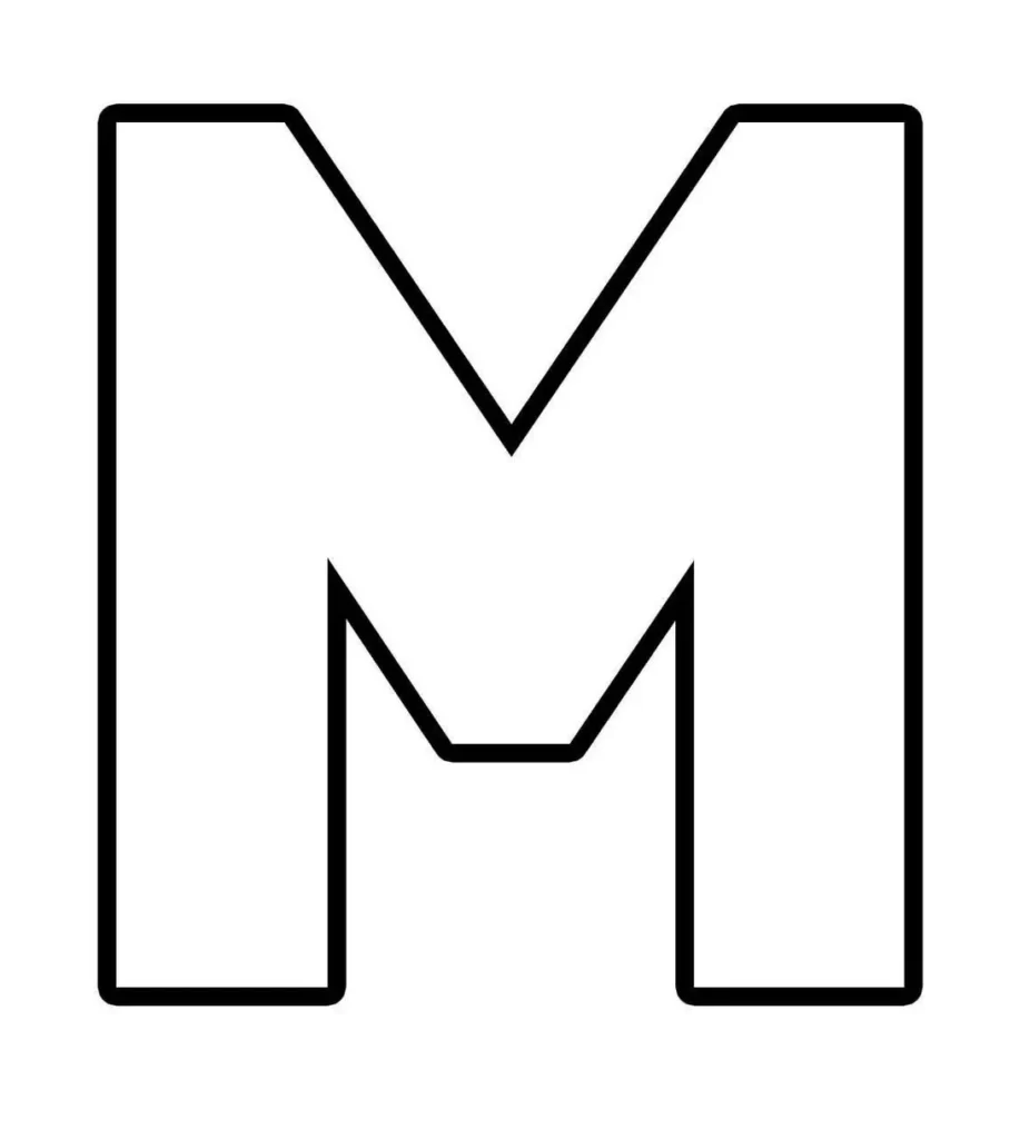 Molde da letra M para atividades criativas.