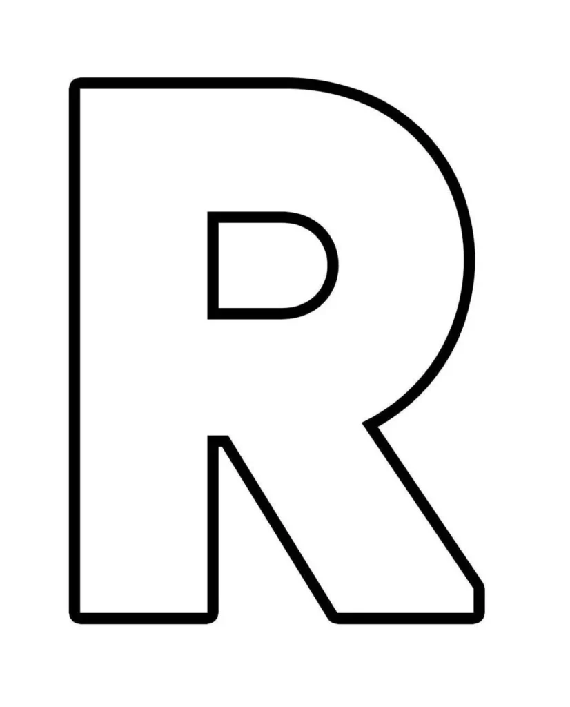 Letra R maiúscula para usar como molde ou colorir