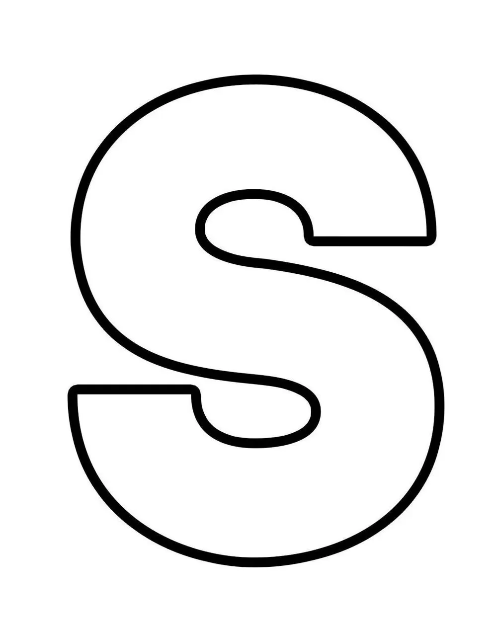 Molde da letra S para colorir e atividades criativas.