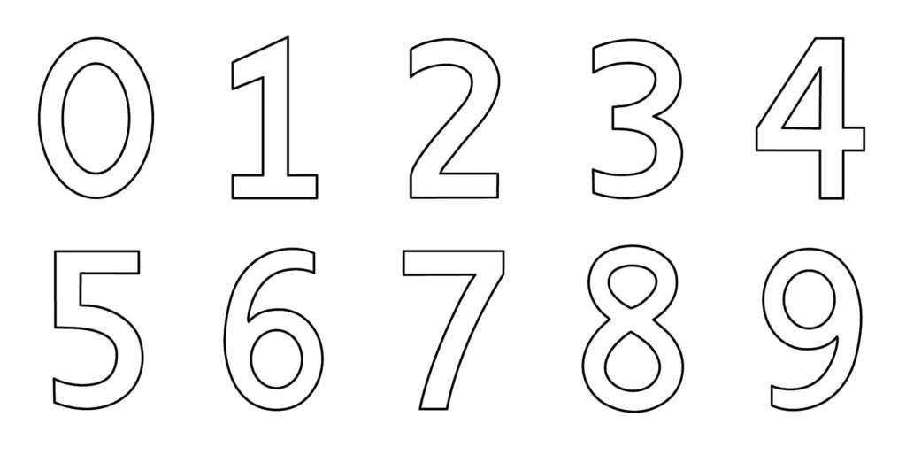 Moldes de números para imprimir Numerais Moldes de numerais de 0 a 9 prontos para imprimir.