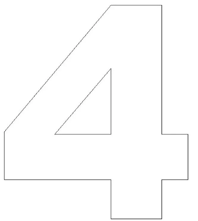 Moldes de números para imprimir Número 4 Molde do número 4 para recorte e artesanato