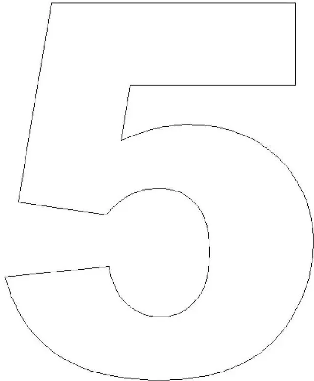 Moldes de números para imprimir Número 5 Molde do Número 5 para Imprimir: Design Simples e Preciso