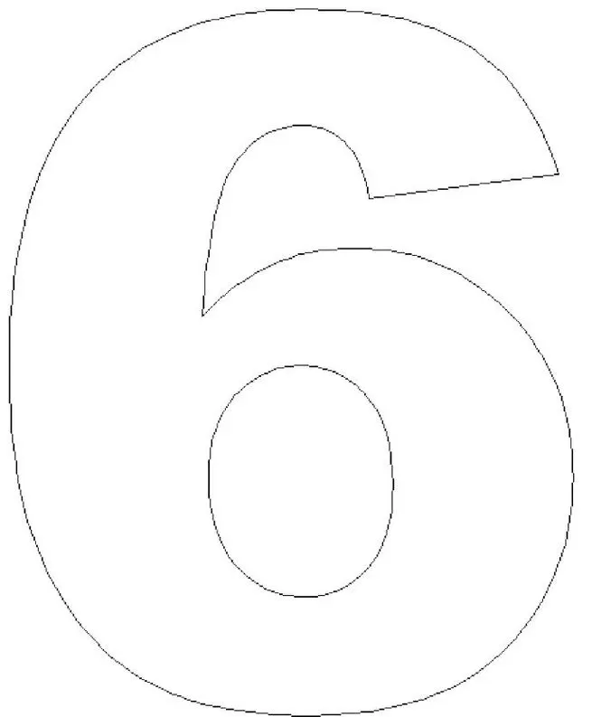 Moldes de números para imprimir Número 6 Molde do número 6 para recortar e usar