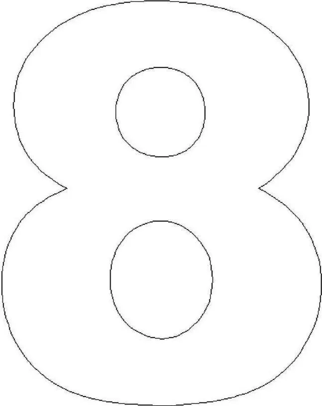 Moldes de números para imprimir Número 8 Molde do número 8 para atividades de recorte e colorir