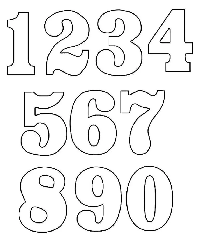 Moldes de números para imprimir Números de 0 a 9